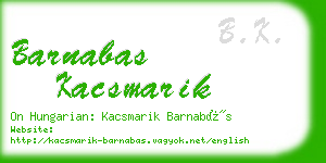 barnabas kacsmarik business card